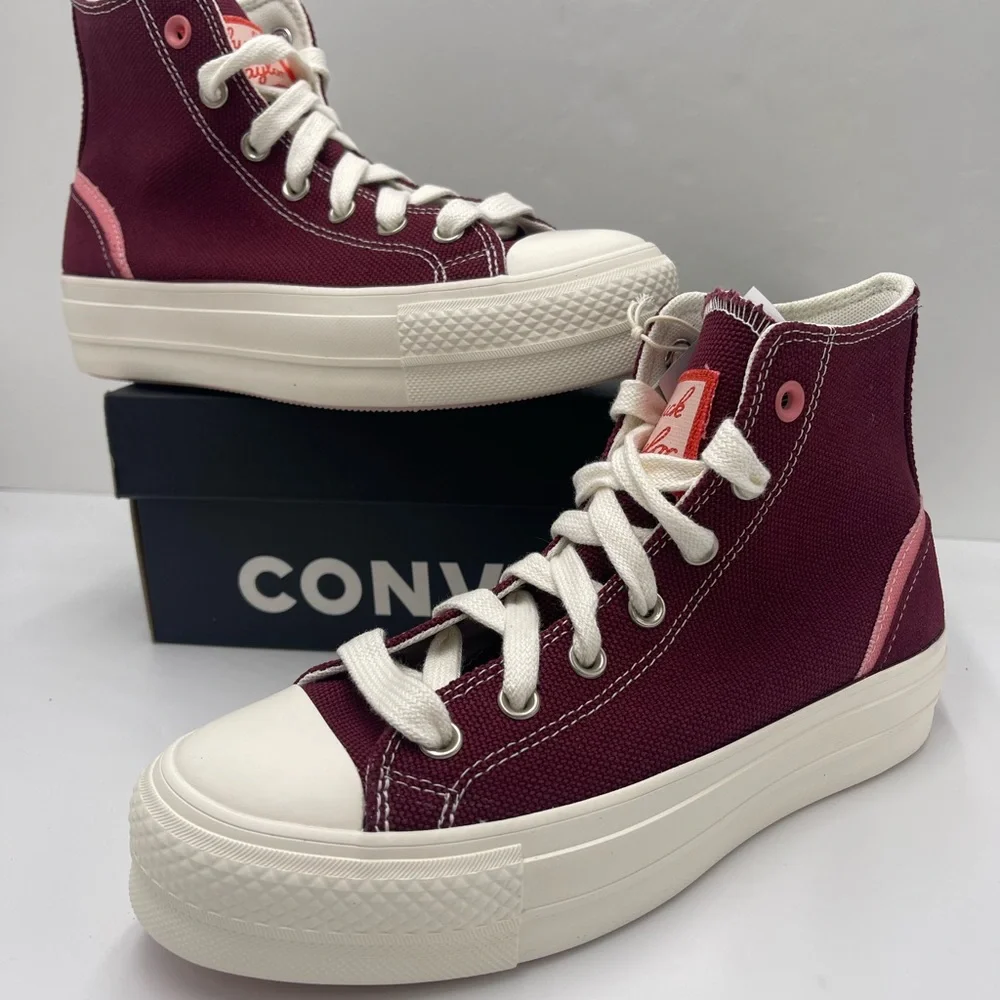 Converse WMNS High Tops CTAS LIFT HI DEEP BORDEAUX/EGRET Platform Sneakers
